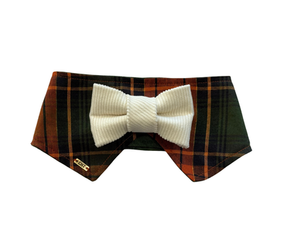 Harvest Plaid Collar & Bow Reversible Bandana