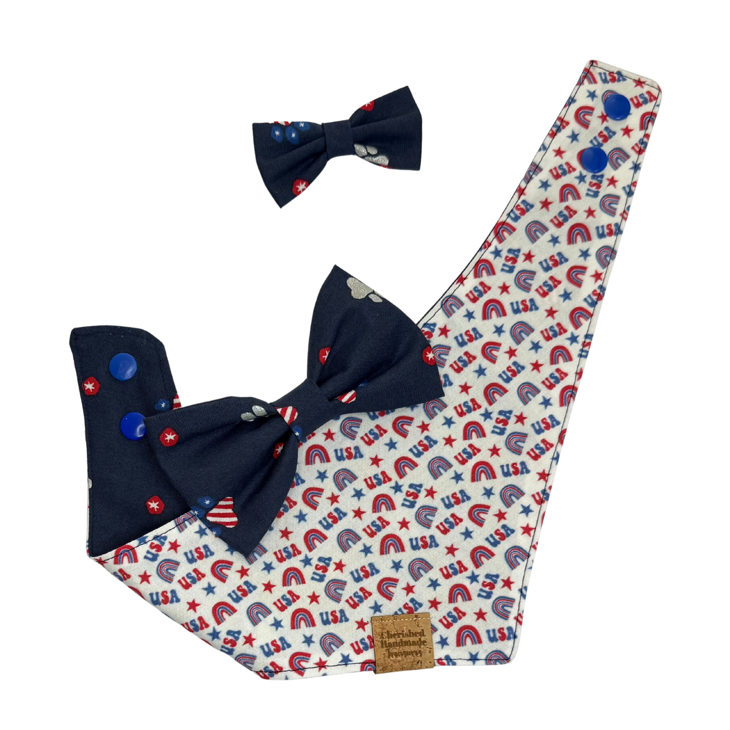 Red, White, & Sparkly Reversible Bandana